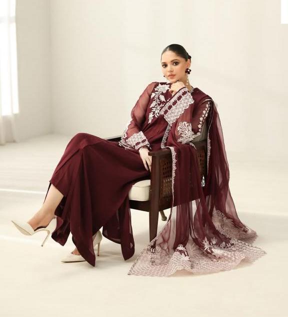 Baroque Luxury Chiffon Suit with Heavy Embroidered Dupatta