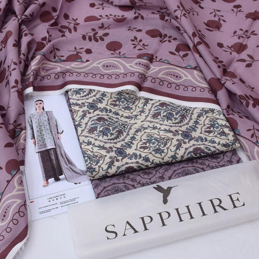 Sapphire Premium Luxury Lawn Suit with Printed Dupatta