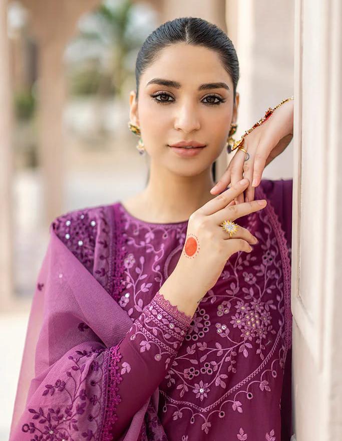CROSS STITCH Embroidered Lawn Suit with Organza Dupatta - Additional product view