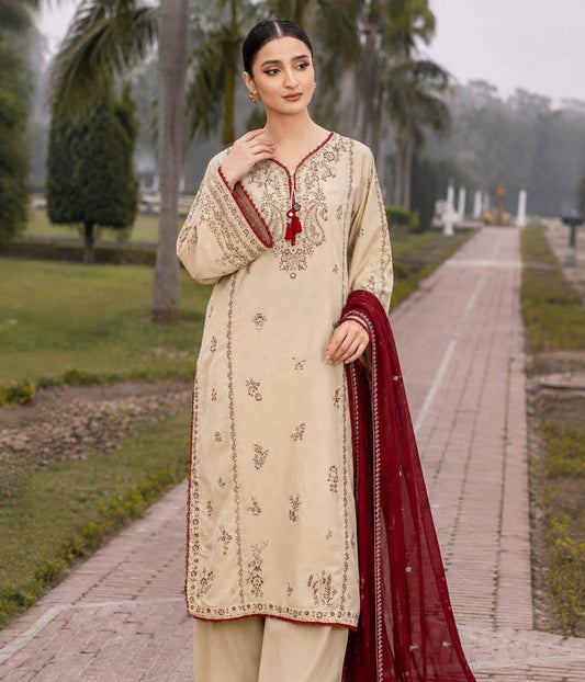 BATIK Premium Embroidered Lawn Suit with Chiffon Dupatta