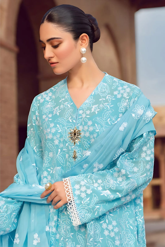 Bareeze Premium Luxury Embroidered Lawn Suit with Bamber Chiffon Dupatta