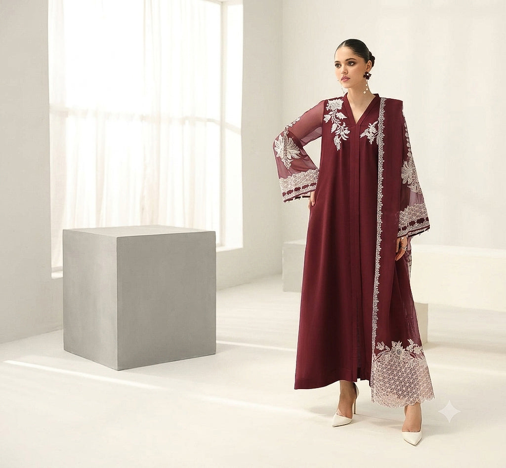 Baroque Luxury Chiffon Suit with Heavy Embroidered Dupatta
