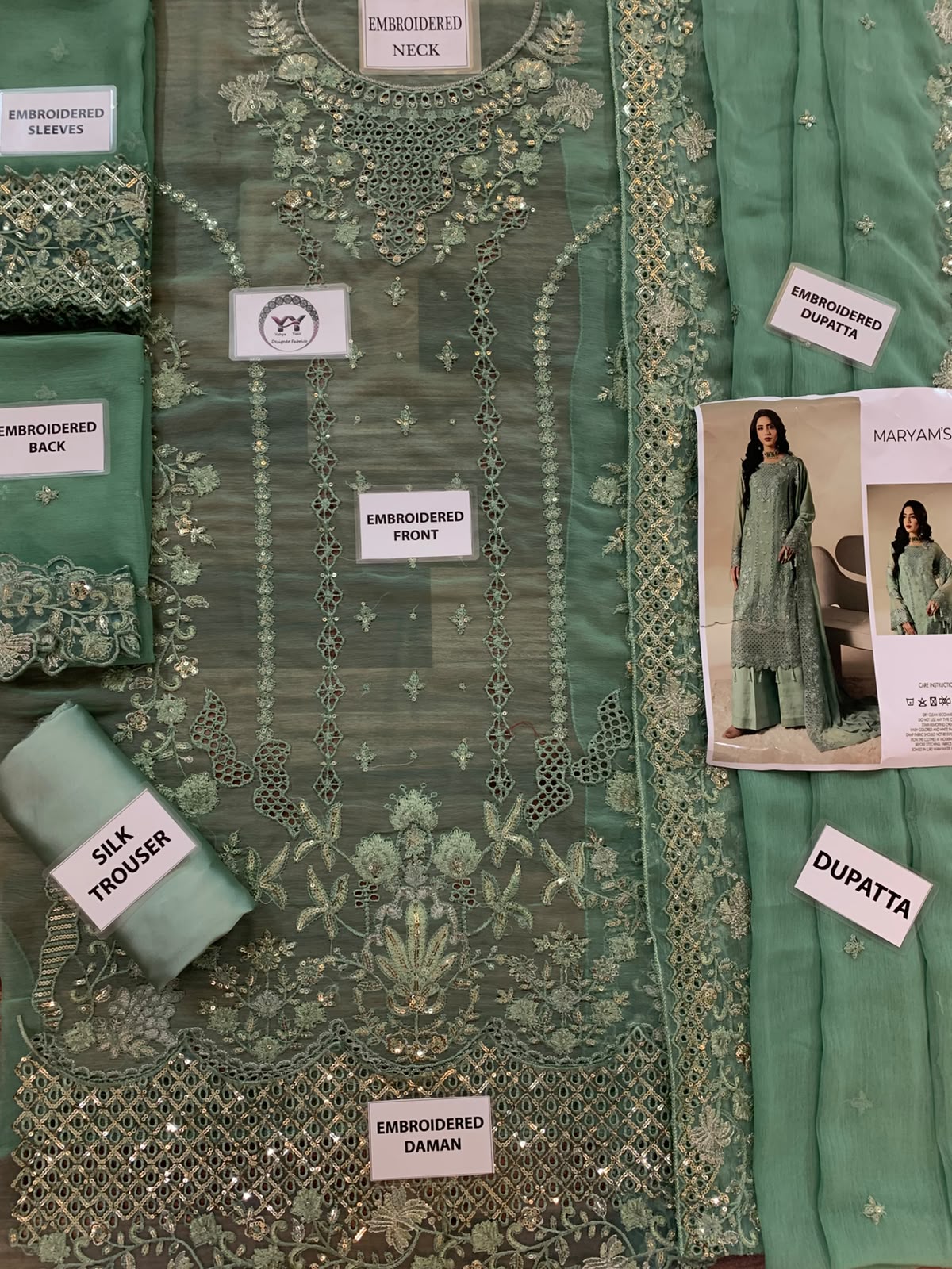 Maryam Nisa Luxury Chiffon Embroidered Suit with Ready-to-Wear Dupatta
